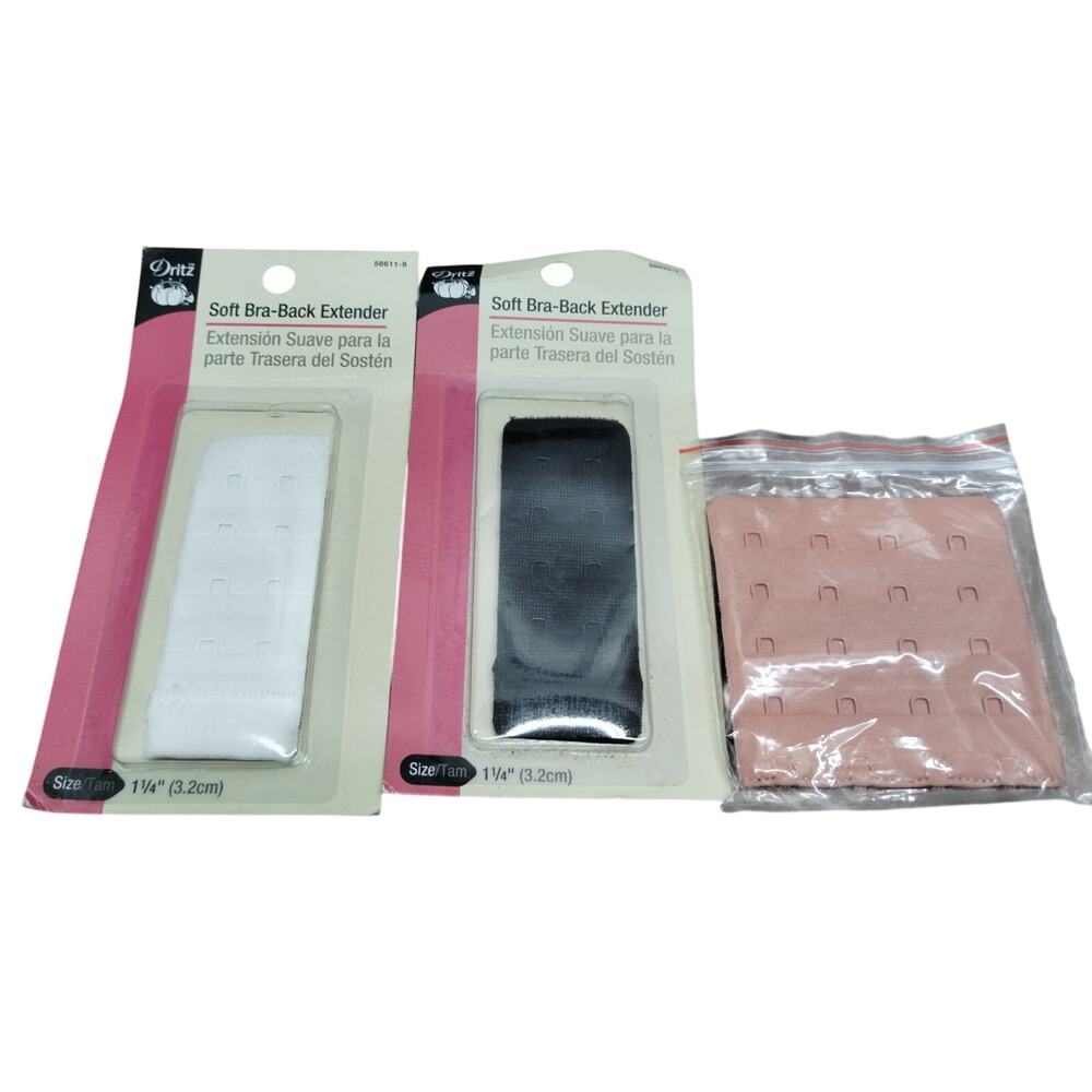 Bra-Back Extenders Lot of 3 NEW Black White Pink Various Size Dritz Truekind